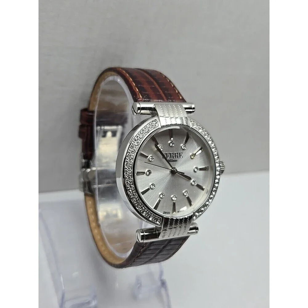 Ferre Milano 1L096 Swiss Made Womens Quartz Crystal Bezel Watch New Battery